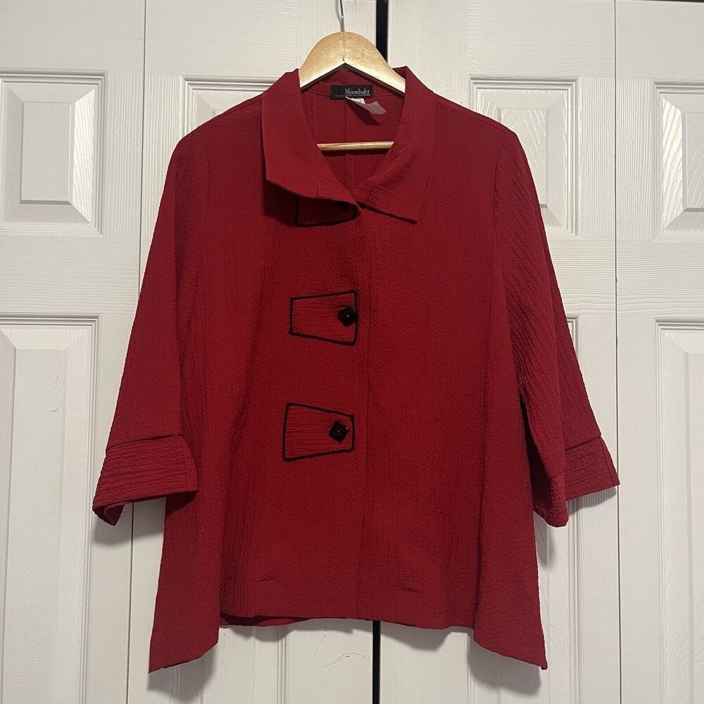 Women’s Moonlight Red Button Long Sleeve Top Size Small